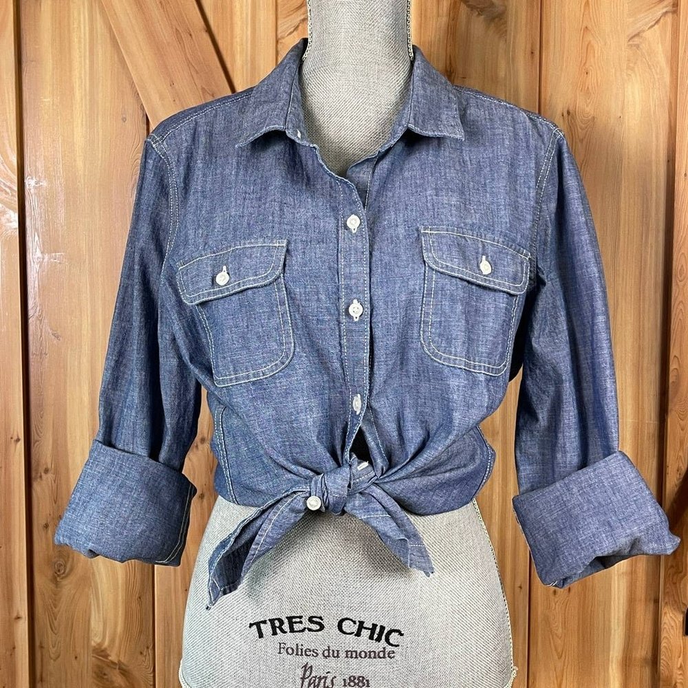 Dockers Denim Button Front Blouse size XL